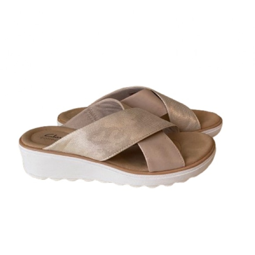 Women’s Clarks Gold Slide Wedge Sandals